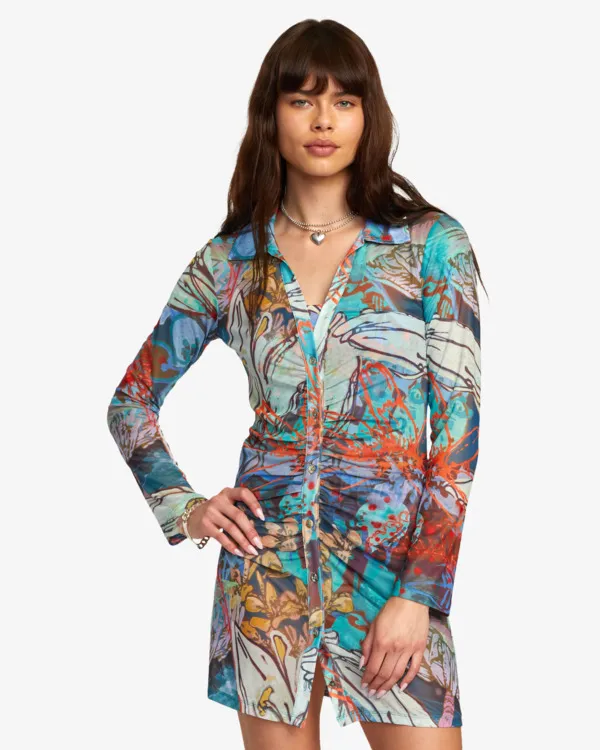 FREEWORLD  VESTIDO CAMISERO DE PLAYA PARA MUJER