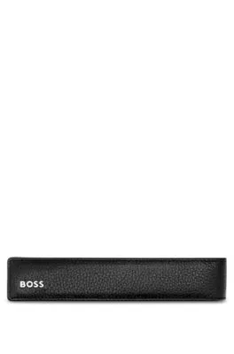 Funda para bolígrafos de piel granulada negra