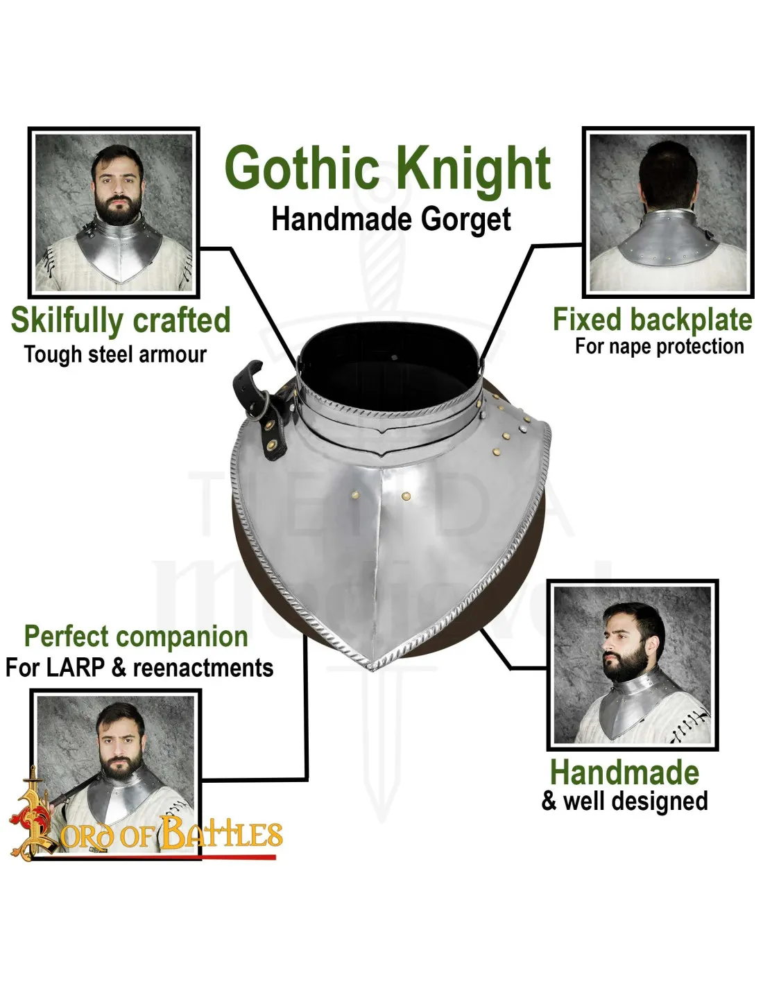 Gorjal medieval Edad Tardía, acero dulce