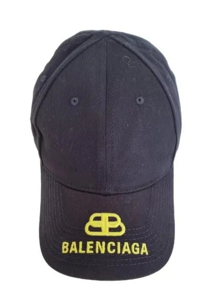 Gorra de béisbol Balenciaga BB para hombre talla L negro amarillo