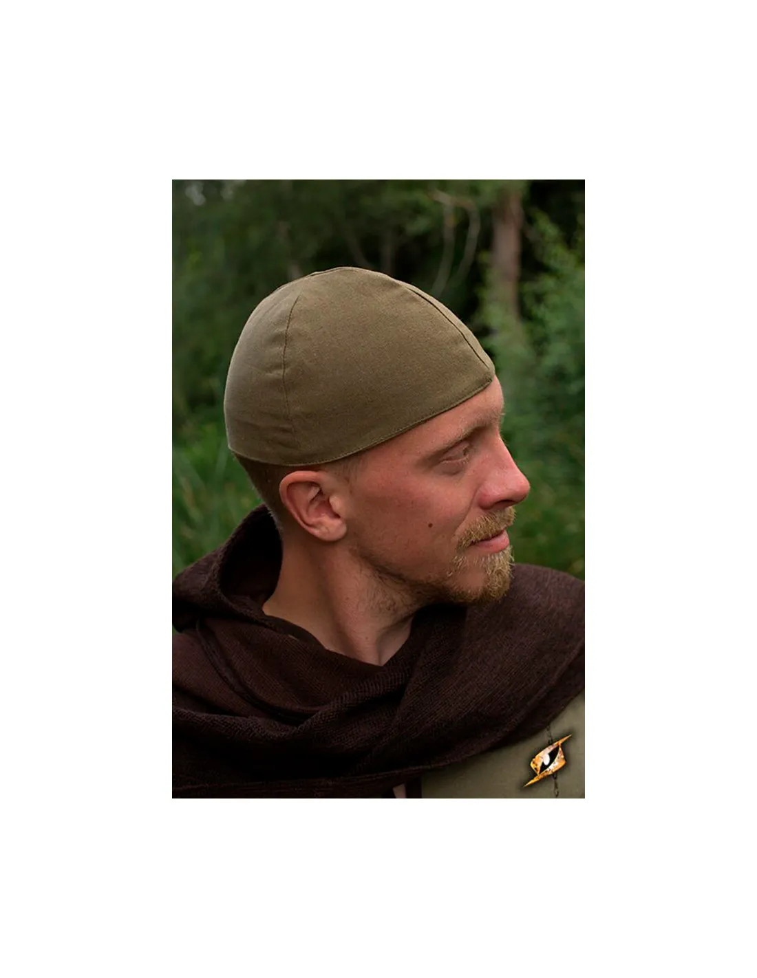 Gorro medieval Baldur en verde oliva