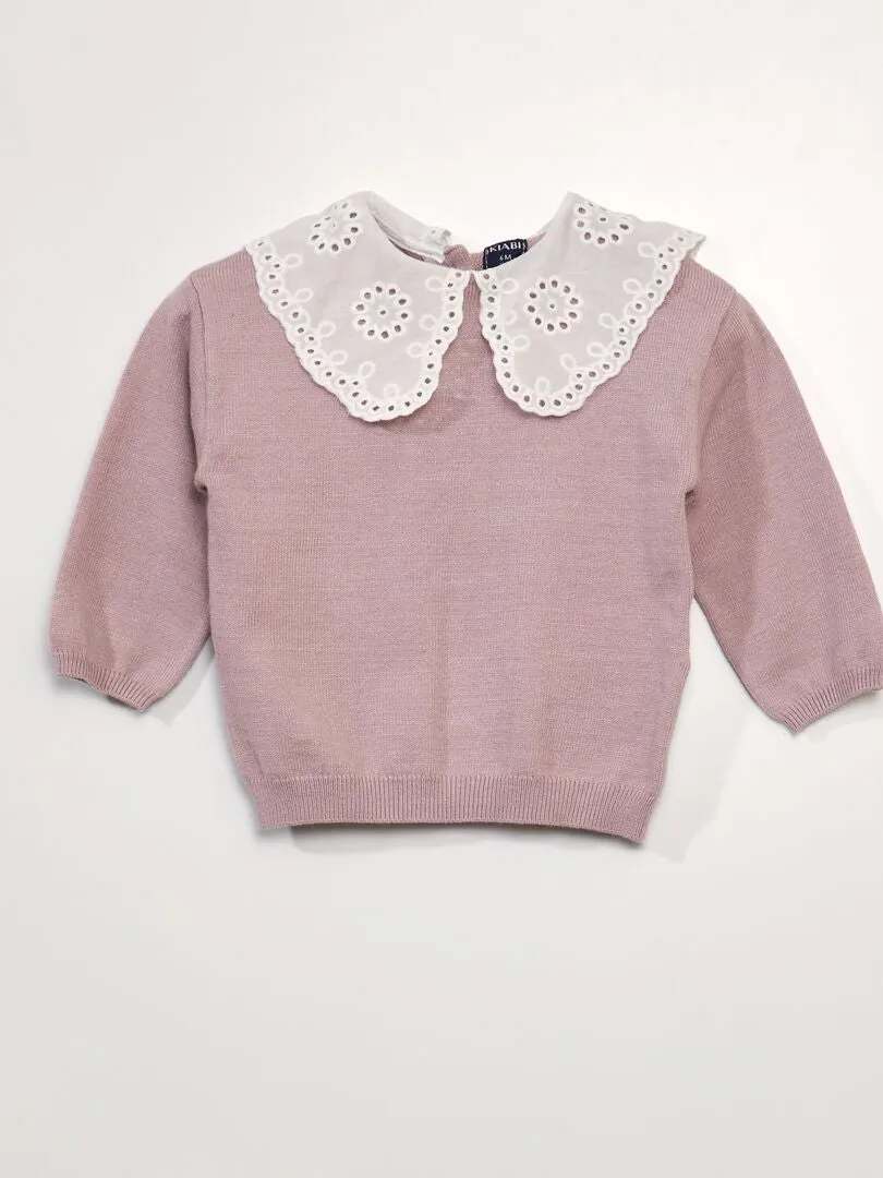 JERSEY DE PUNTO SUAVE CON CUELLO BEBé  PURPURA