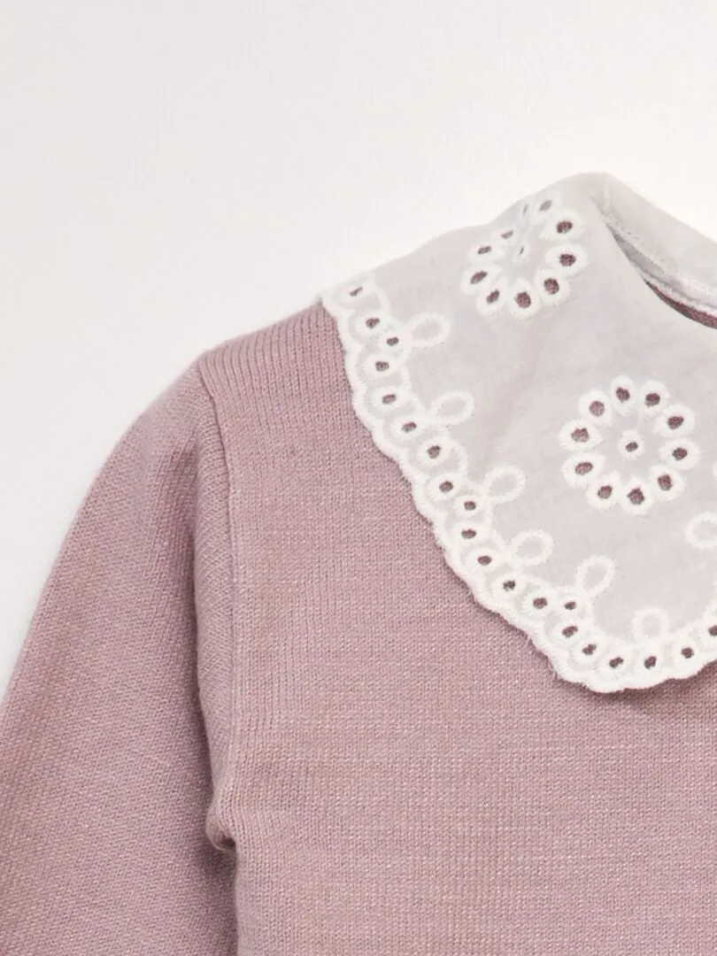JERSEY DE PUNTO SUAVE CON CUELLO BEBé  PURPURA