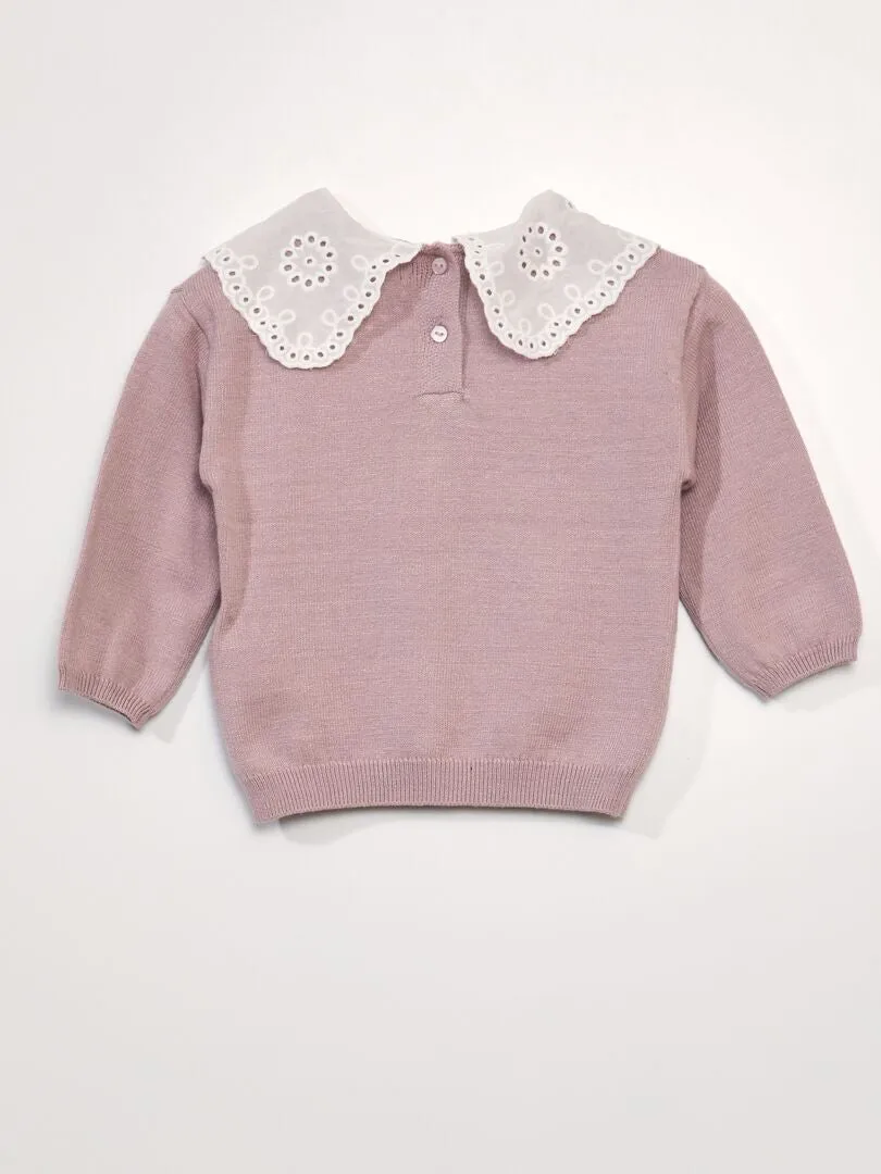JERSEY DE PUNTO SUAVE CON CUELLO BEBé  PURPURA