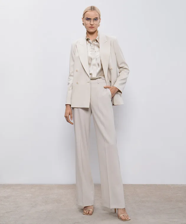 JOSEPH Beige wool flared pants