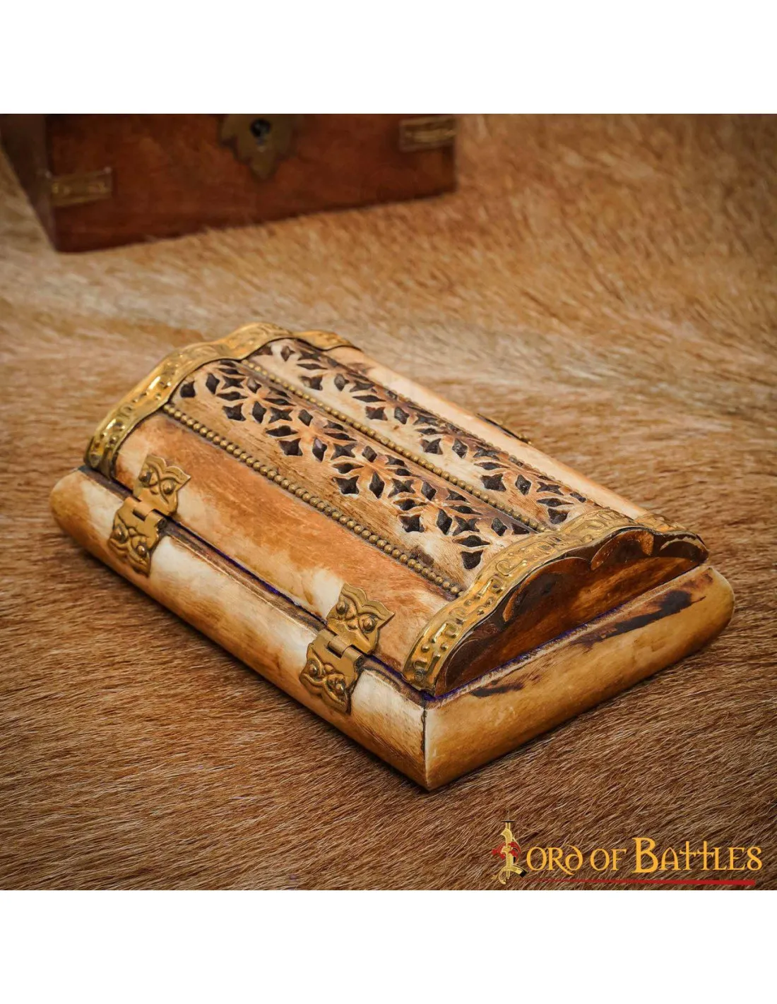 Joyero medieval artesanal de hueso auténtico