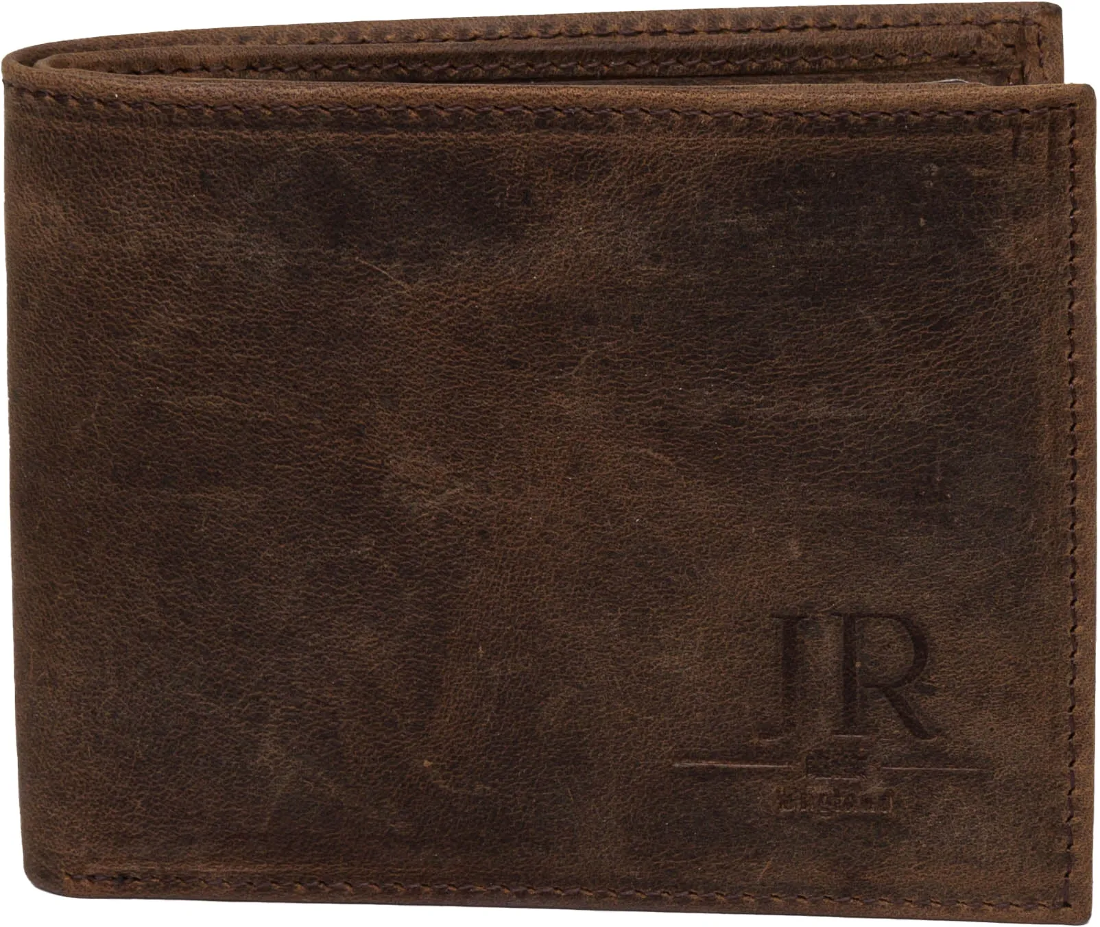 JUSTINREESS Billetera de piel con compartimento para billetes para hombre en bronceado