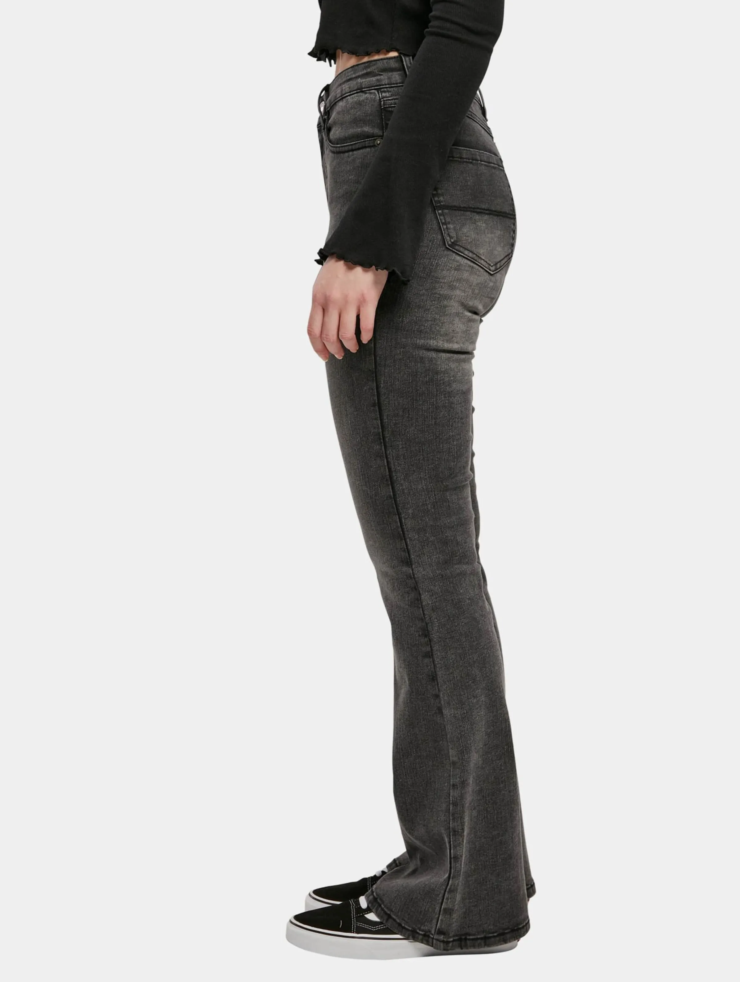 Ladies High Waist Flared Denim Pants Loose