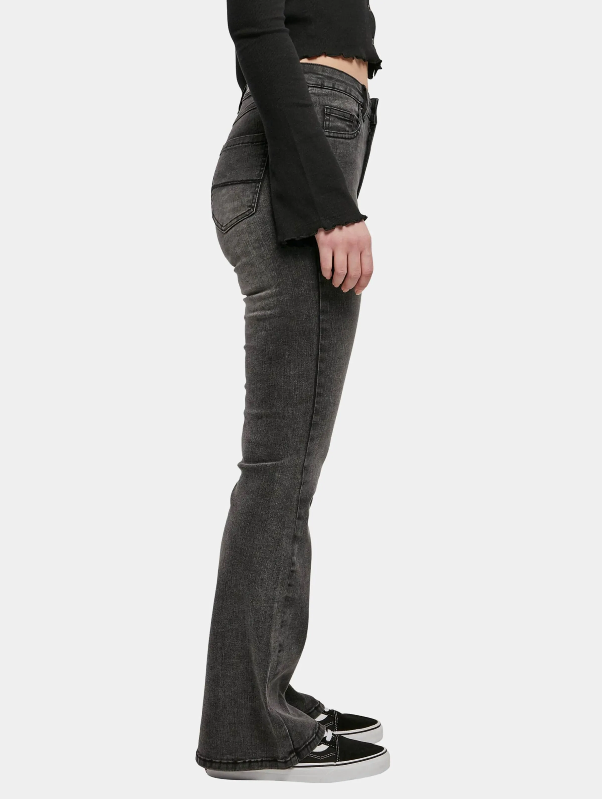 Ladies High Waist Flared Denim Pants Loose