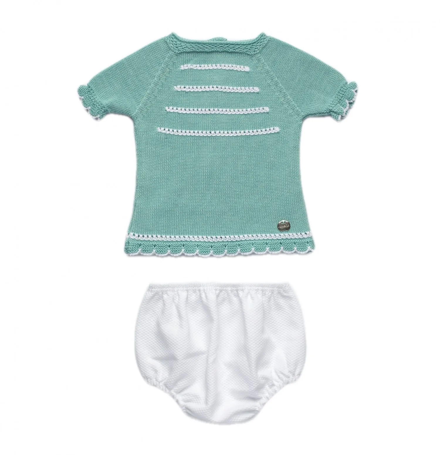 Lake green unisex set with white briefs. Unisex