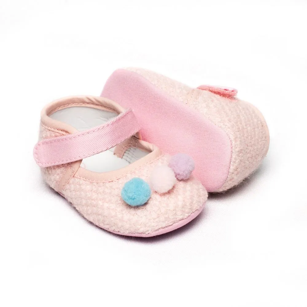 Merceditas Bebe Rosa sin suela modelo Pompones