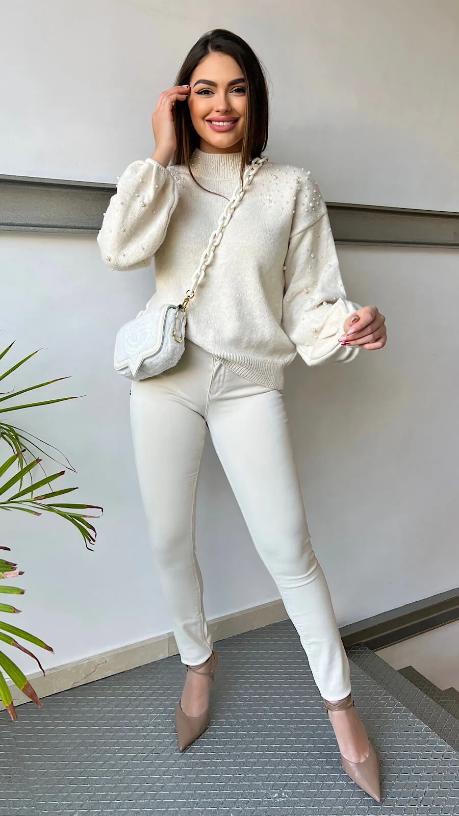 Pantalón Blanco Crema