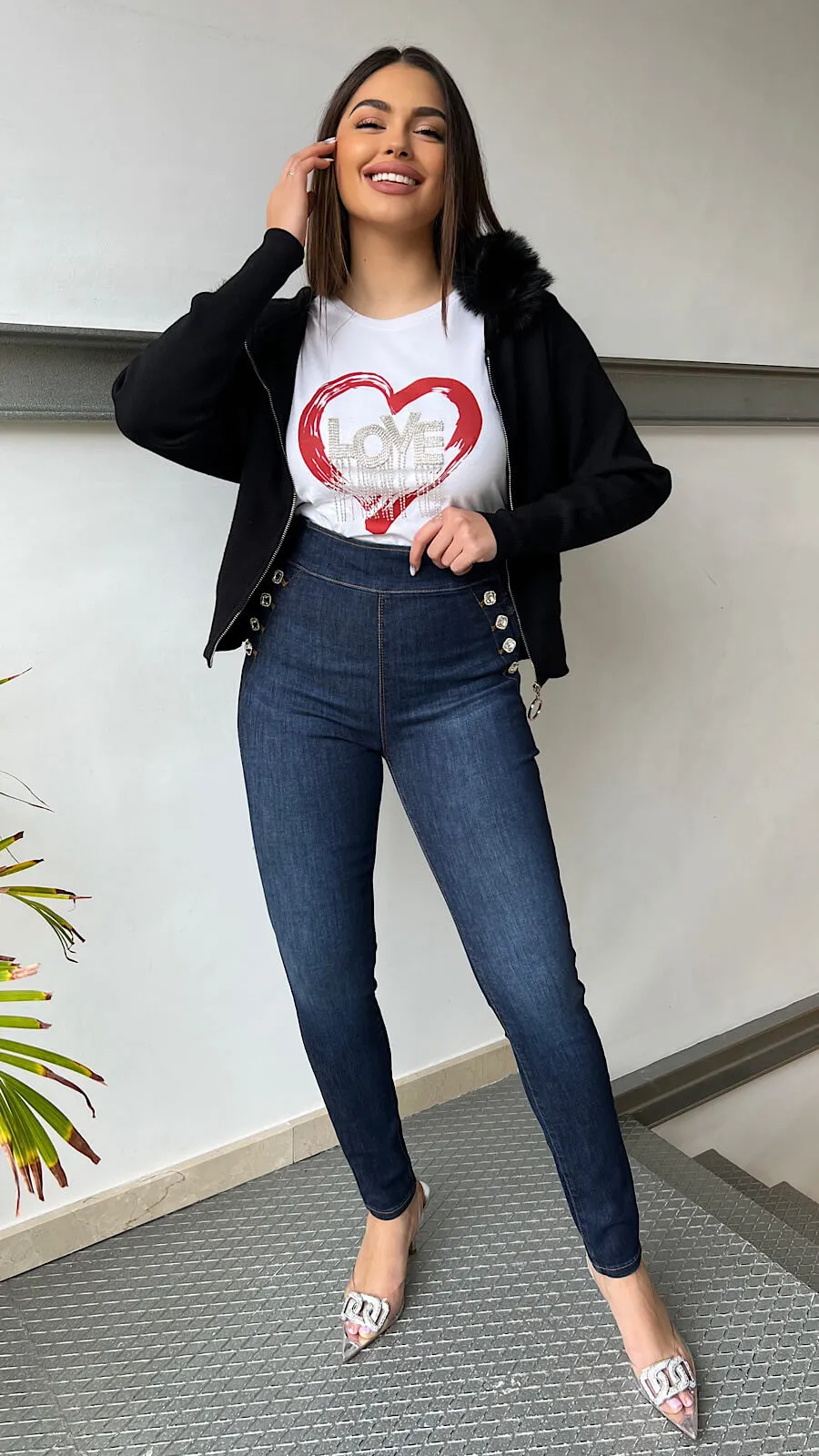 Pantalón Botón Joya Lateral
