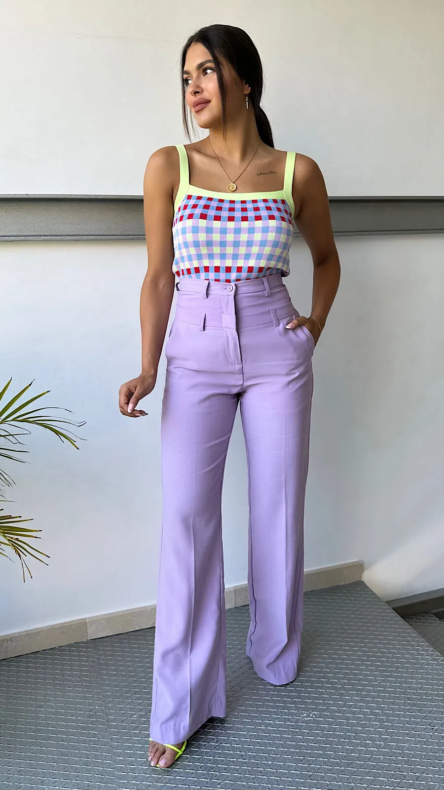 Pantalón Diseño Cinturilla Lavanda