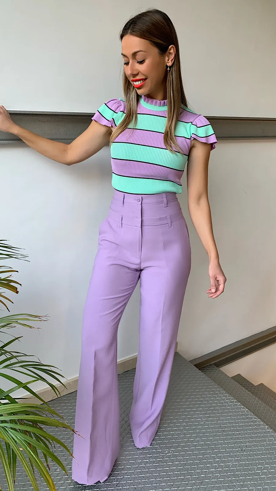 Pantalón Diseño Cinturilla Lavanda