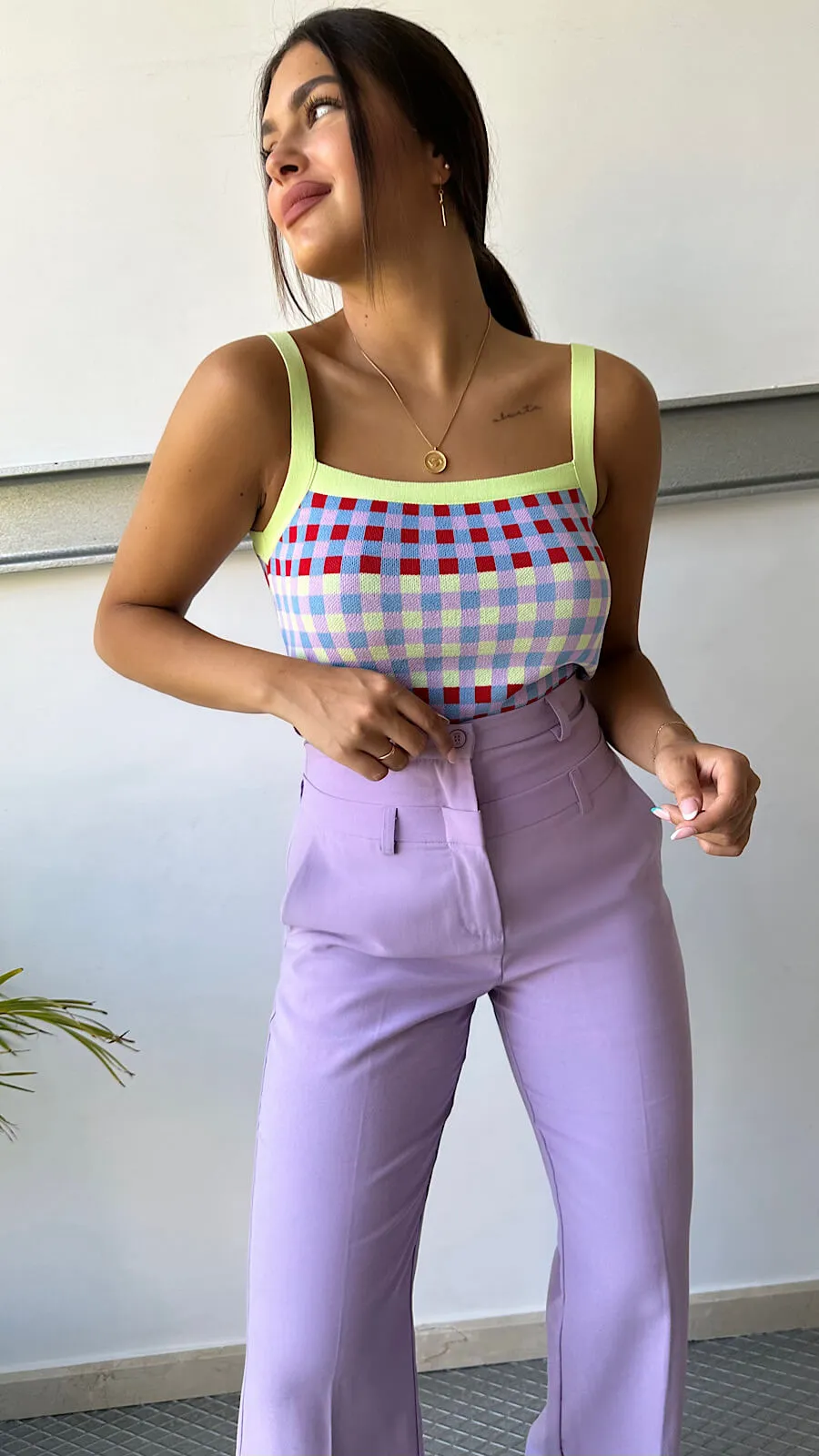 Pantalón Diseño Cinturilla Lavanda