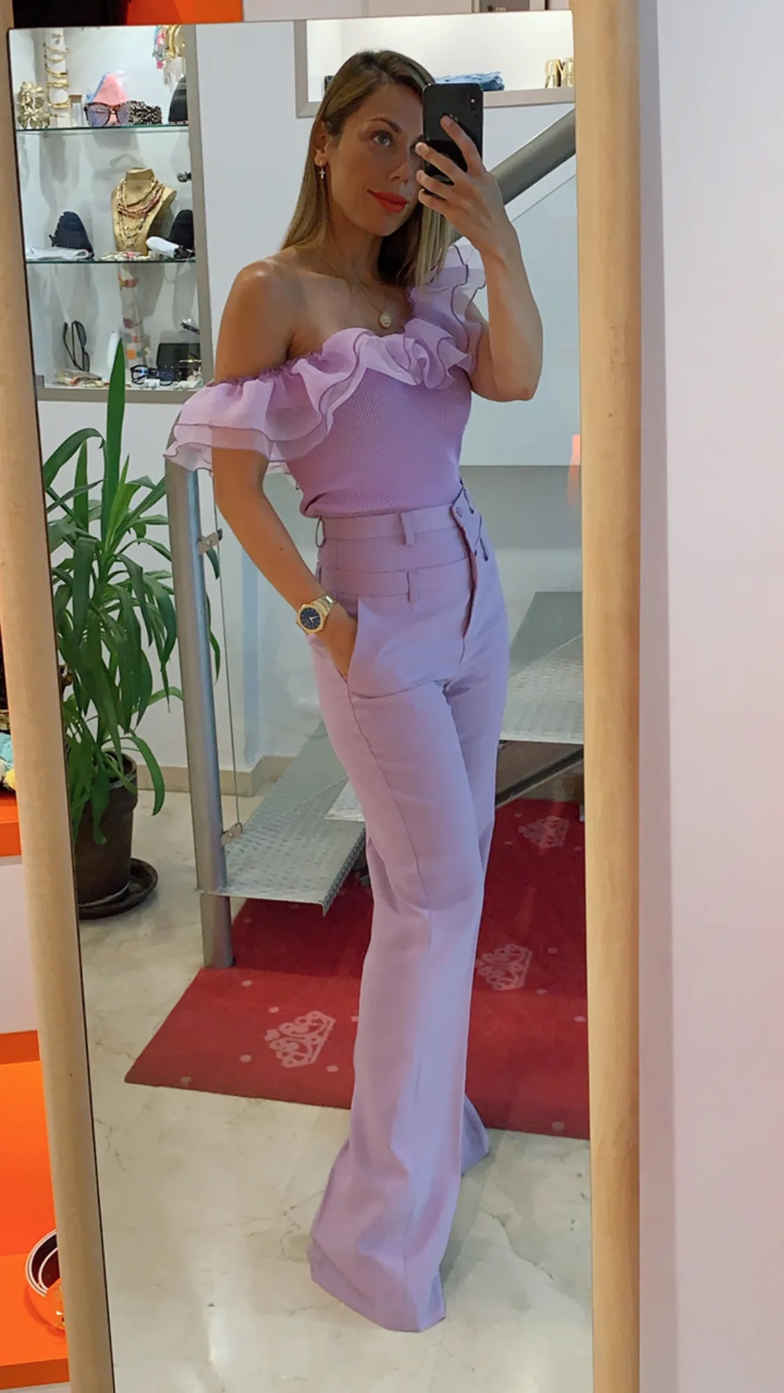 Pantalón Diseño Cinturilla Lavanda