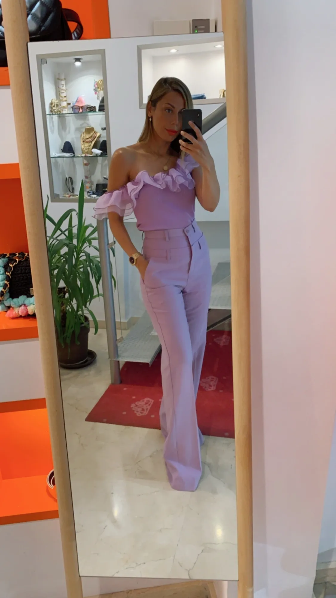 Pantalón Diseño Cinturilla Lavanda
