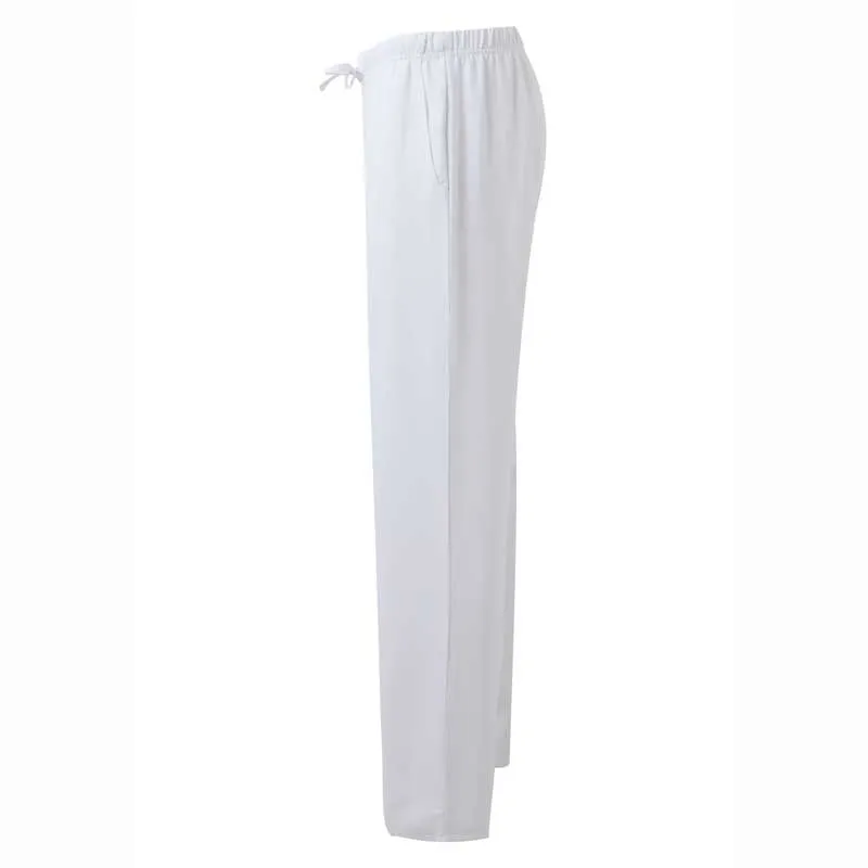 PANTALóN LABORAL DE MICROFIBRA BLANCO CON GOMA Y CINTAS  VELILLA