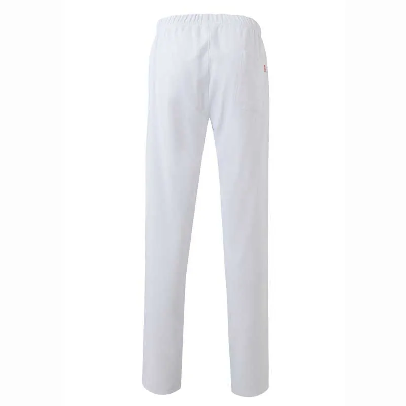PANTALóN LABORAL DE MICROFIBRA BLANCO CON GOMA Y CINTAS  VELILLA