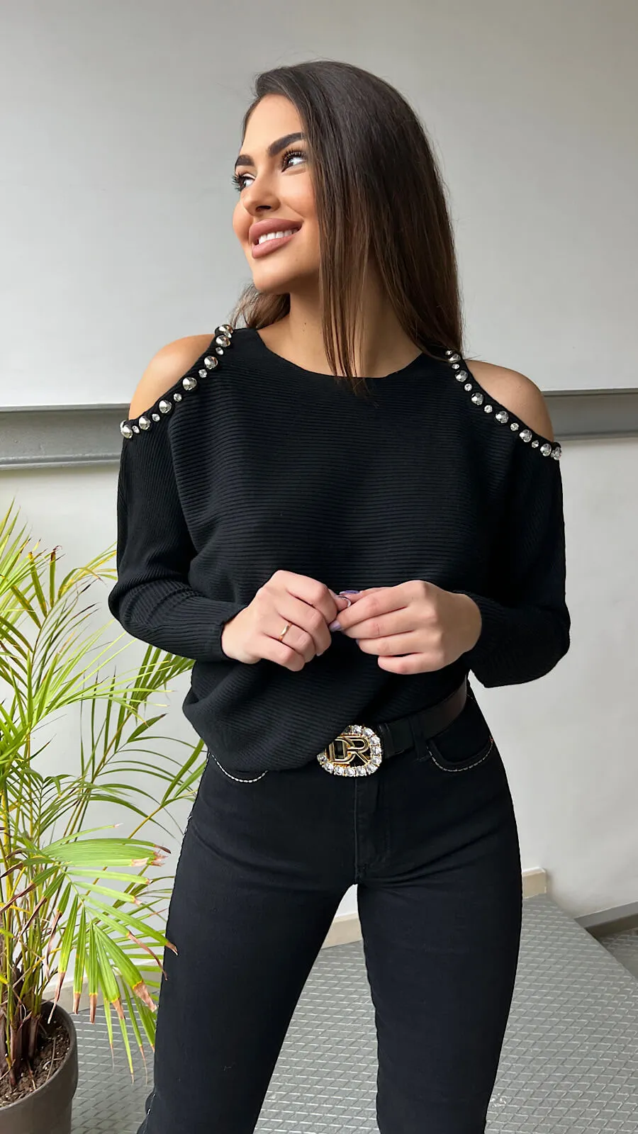 Pantalón Negro Ribete Blanco