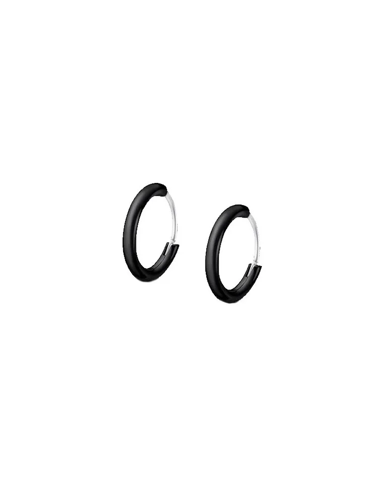 Pendientes Hombre Lotus Style Aros Negros LS2174