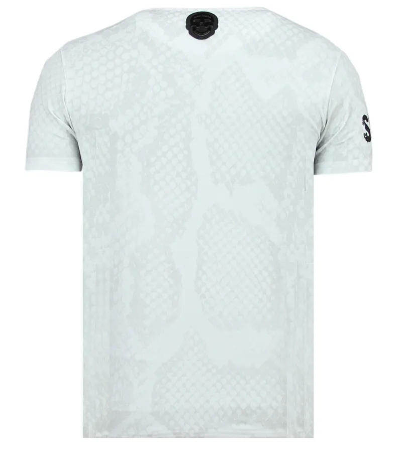 RHINESTONES SKULL SNAKE  ORIGINALES CAMISETAS HOMBRE  6326W BLANCO