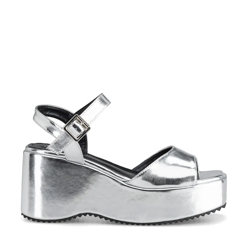 Sandalia Plataforma Plateado Casual Lt105 Weide