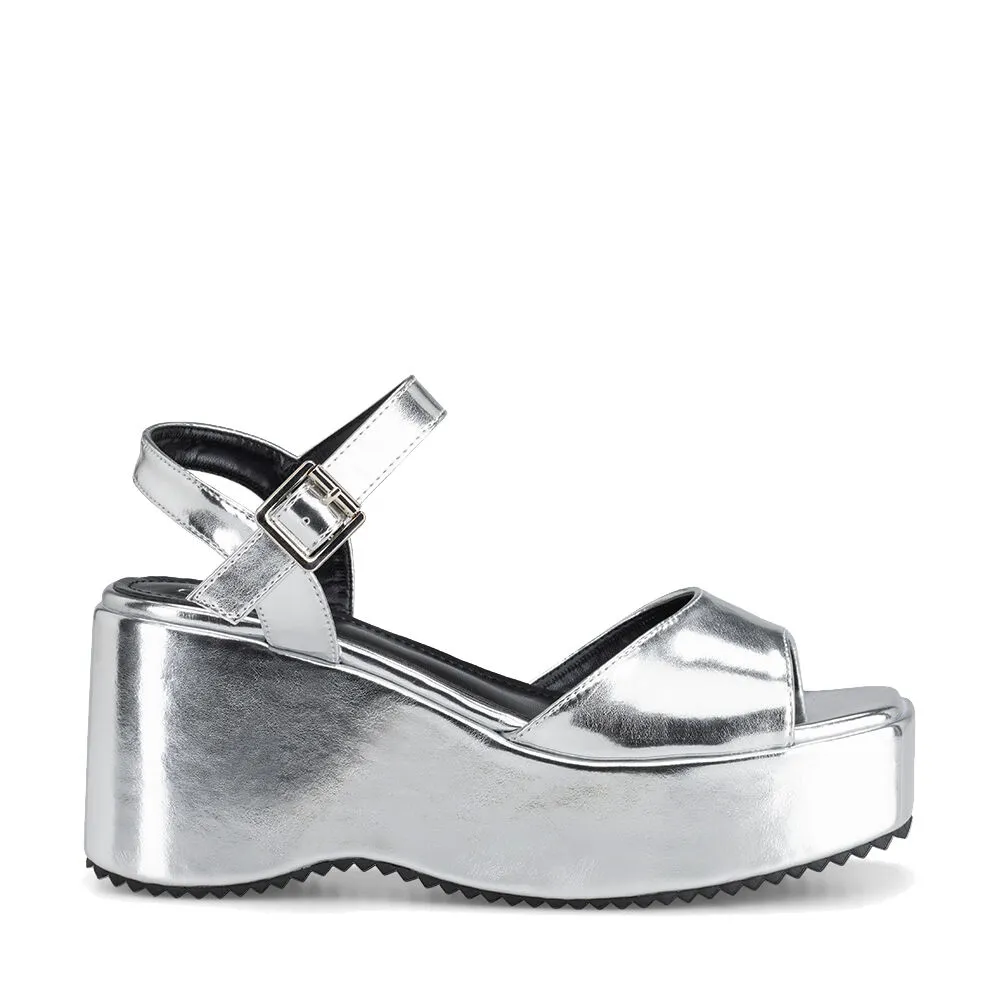 Sandalia Plataforma Plateado Casual Lt105 Weide
