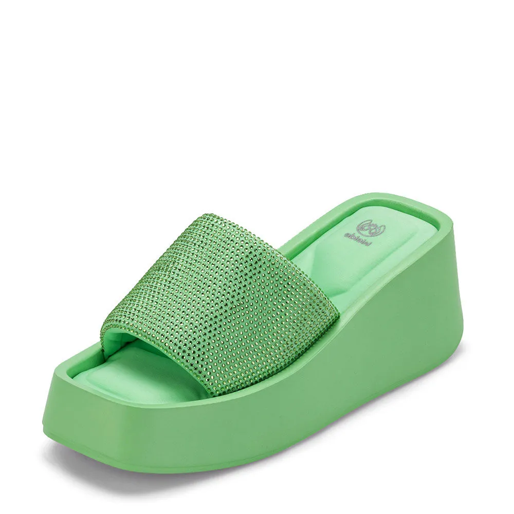Sandalia Plataforma Verde Casual Yj31 Weide