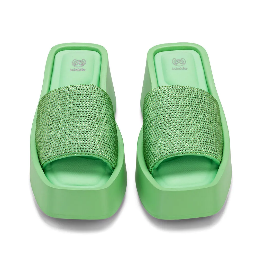 Sandalia Plataforma Verde Casual Yj31 Weide