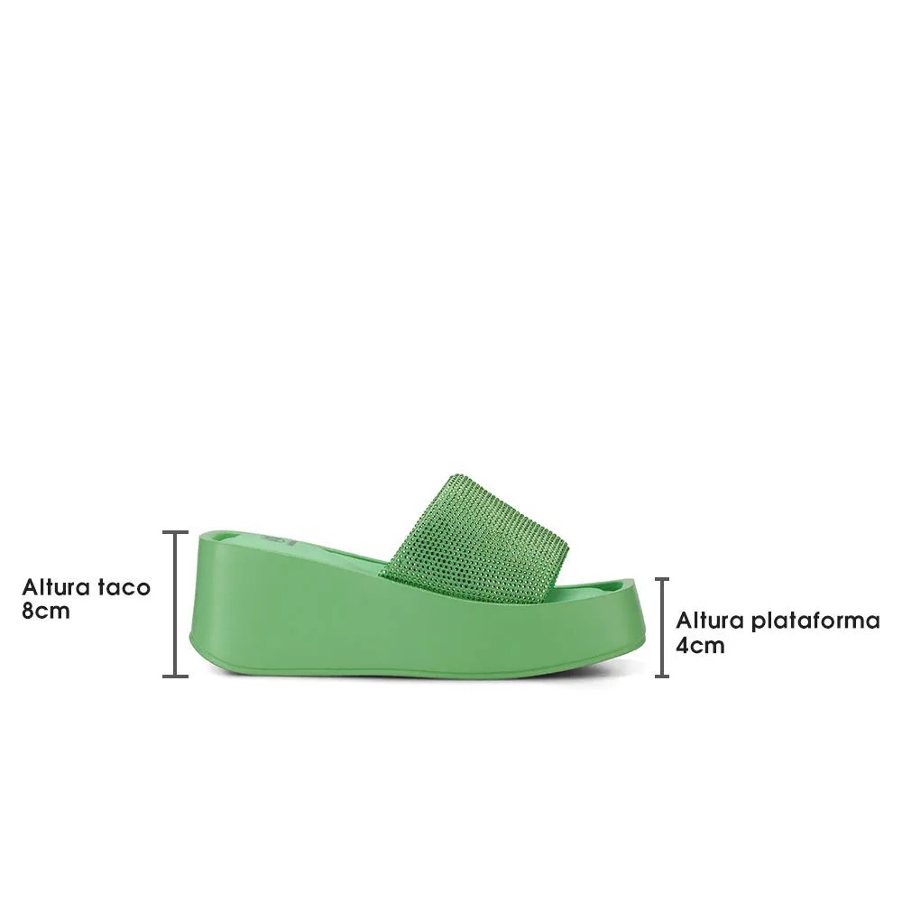 Sandalia Plataforma Verde Casual Yj31 Weide