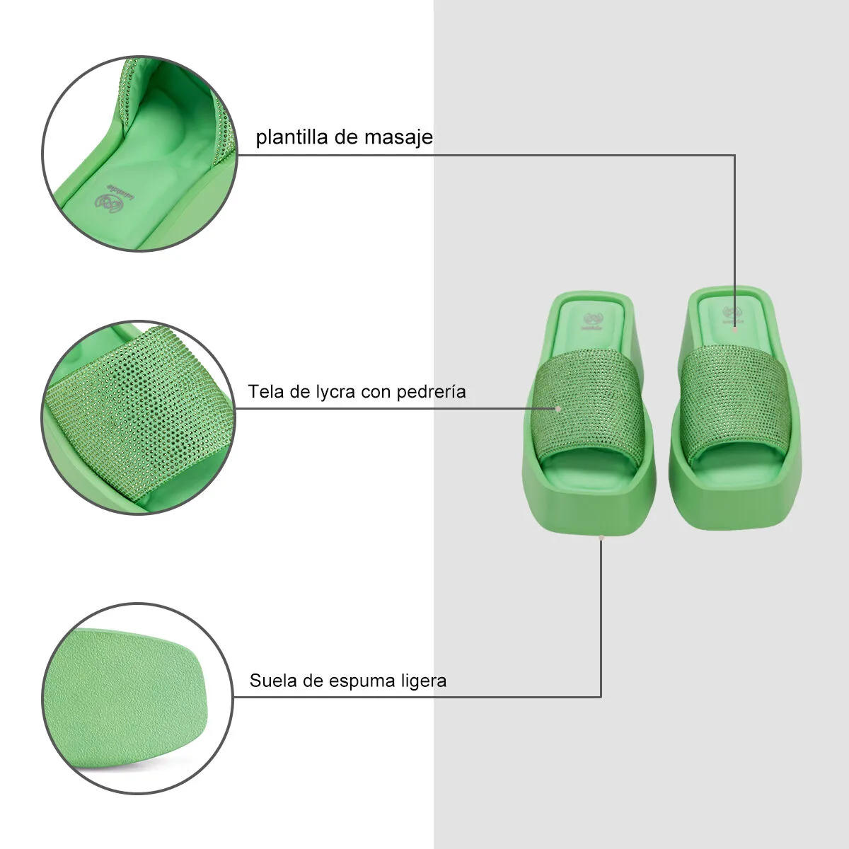Sandalia Plataforma Verde Casual Yj31 Weide