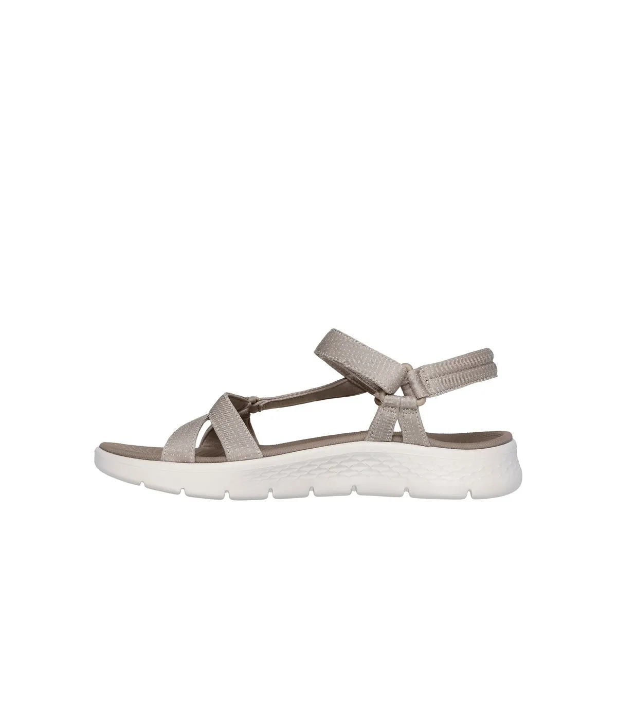 Sandalia Skechers taupe elástico velcro cuña