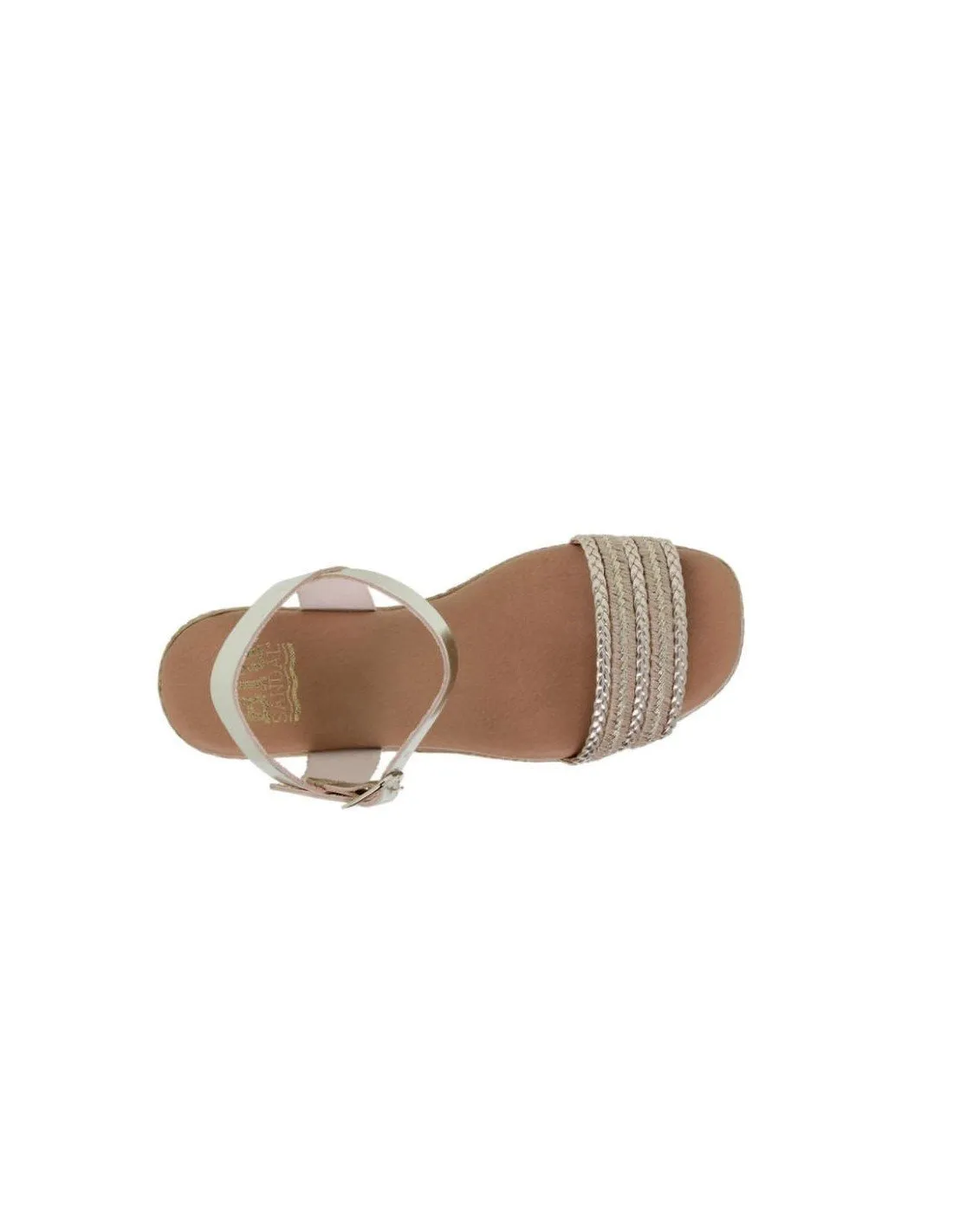 Sandalias Cuña Alta Piel Platino