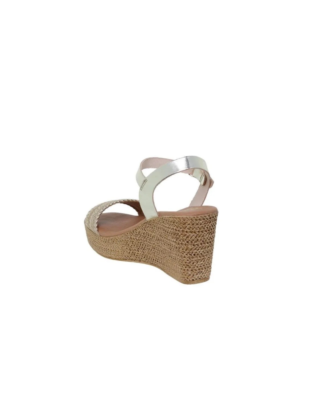 Sandalias Cuña Alta Piel Platino