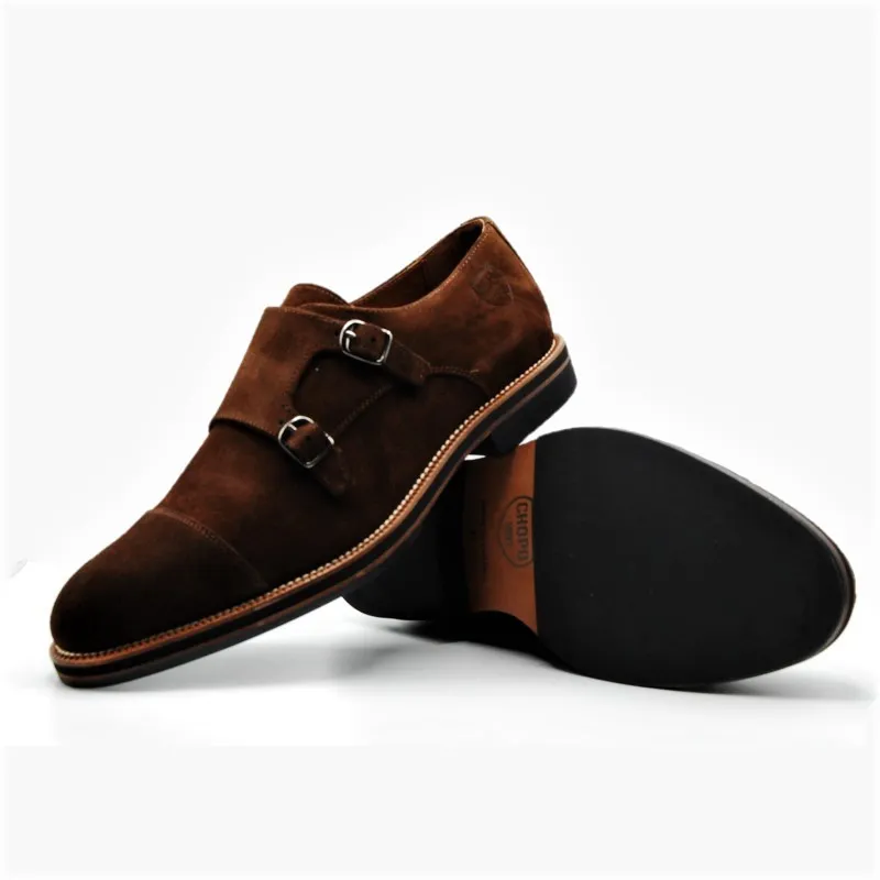 SERGIO SERRANO 3102 marrón ante. Zapatos dos hebillas hombre