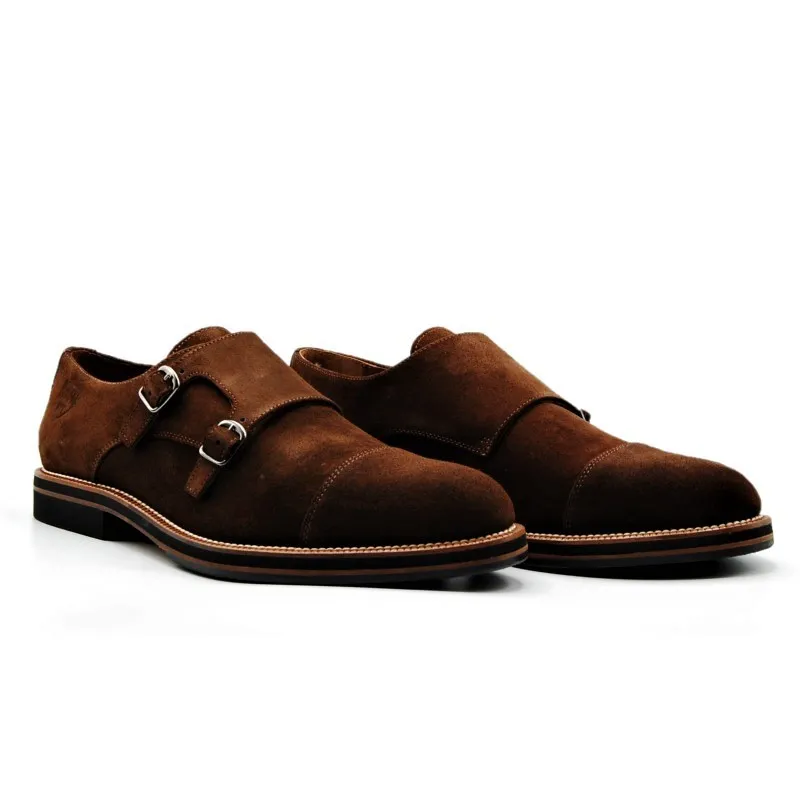 SERGIO SERRANO 3102 marrón ante. Zapatos dos hebillas hombre