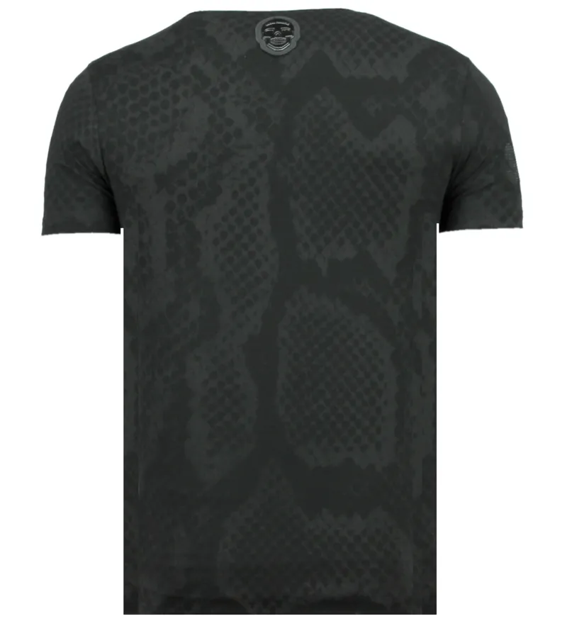 SKULL SNAKE RHINESTONES  CAMISETAS HOMBRE ORIGINALES  6326Z  NEGRO
