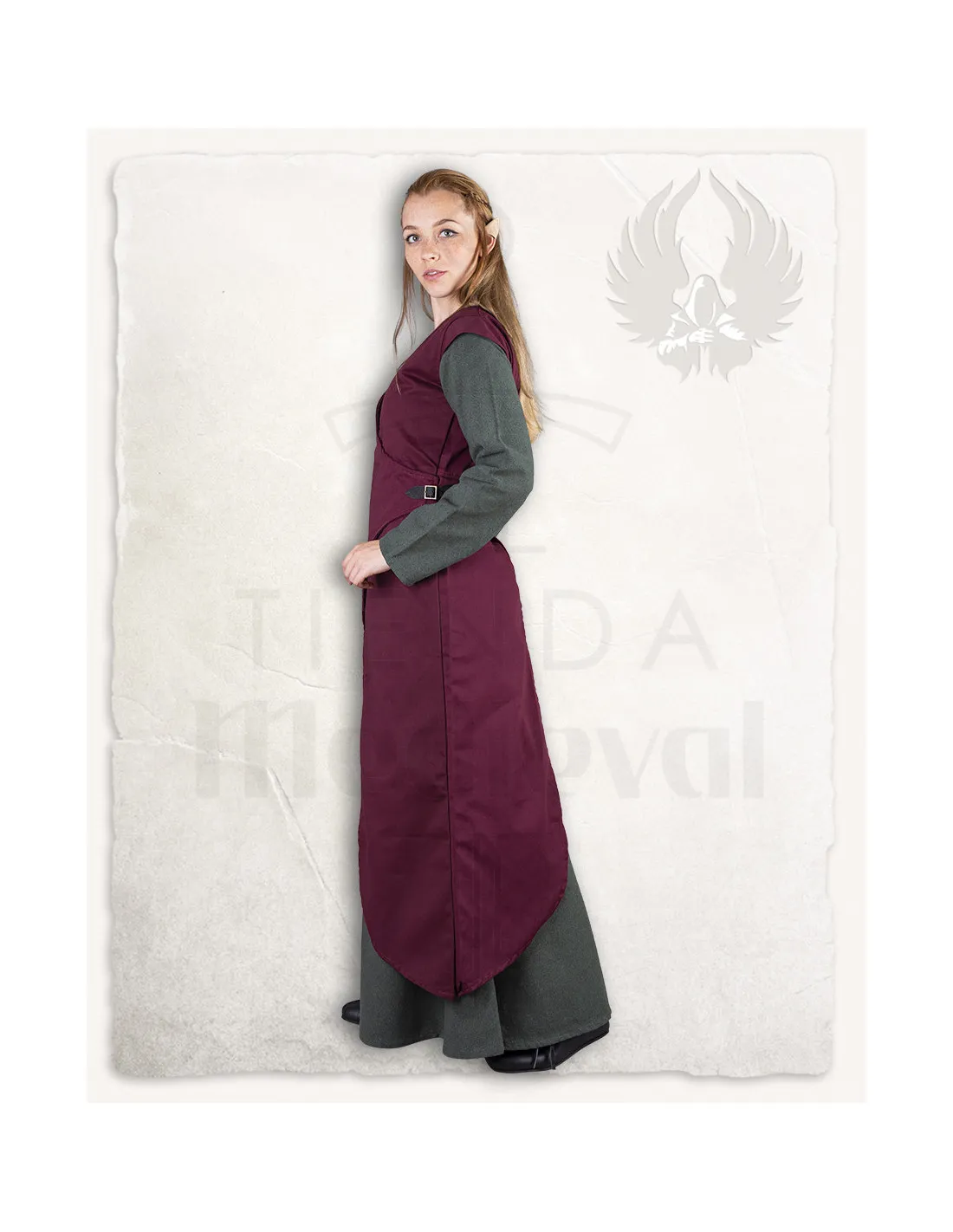 Sobrevesta medieval mujer modelo Vysera, burdeos