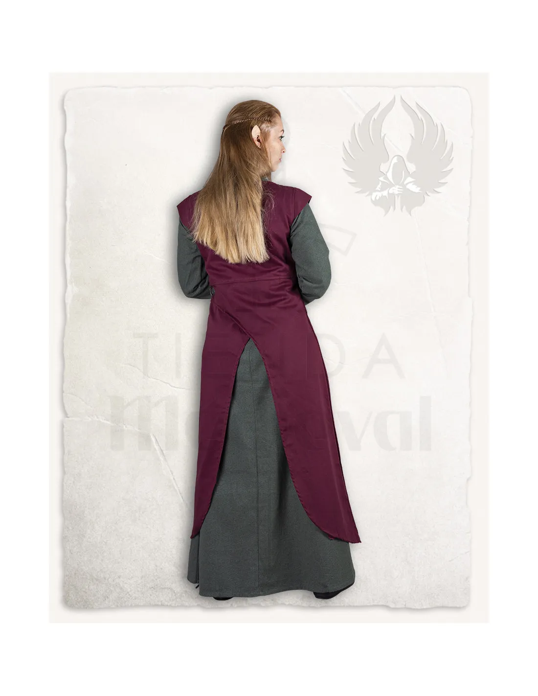 Sobrevesta medieval mujer modelo Vysera, burdeos