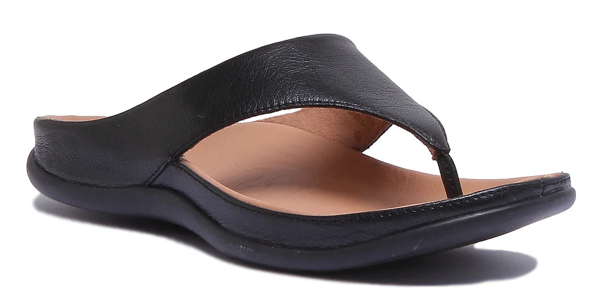 Strive Maui Sandalia de piel para mujer en oro metálico