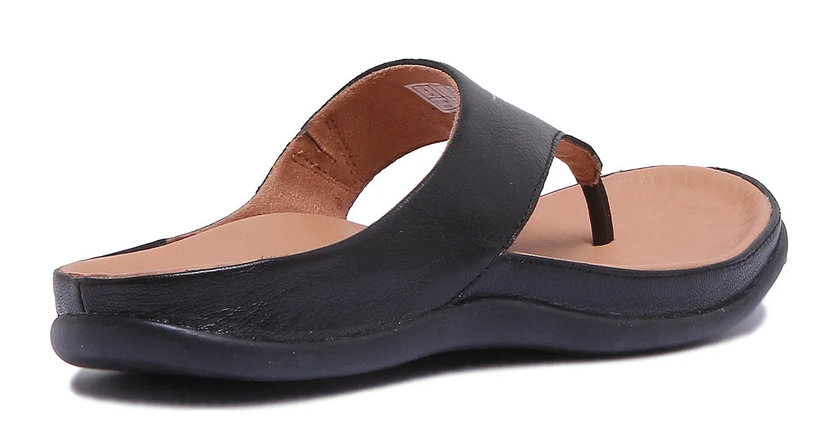 Strive Maui Sandalia de piel para mujer en oro metálico
