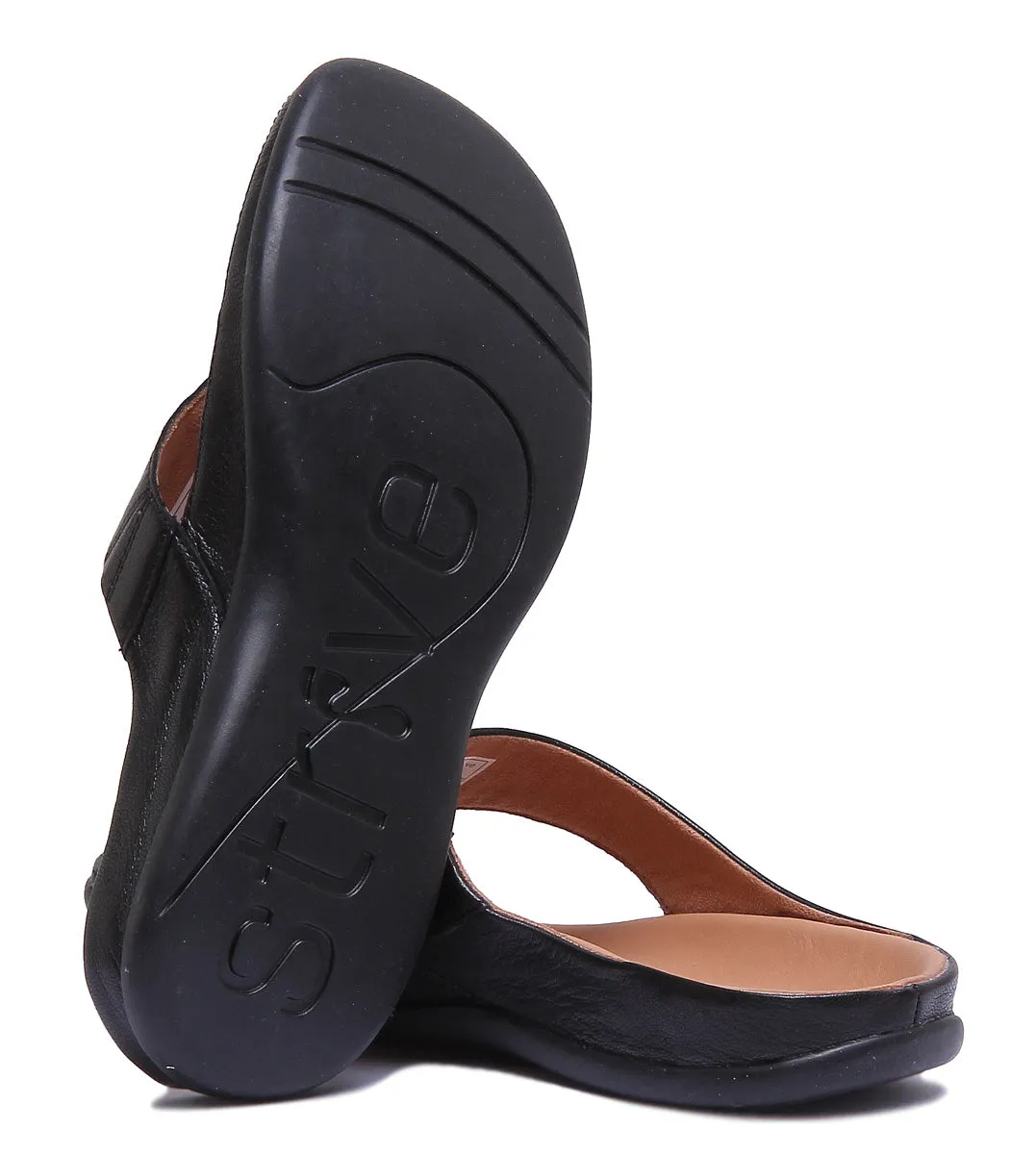 Strive Maui Sandalia de piel para mujer en oro metálico