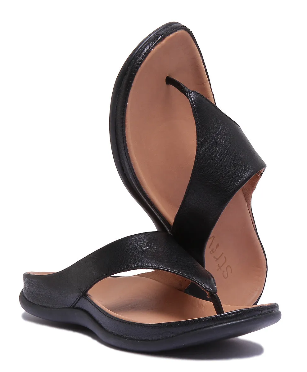 Strive Maui Sandalia de piel para mujer en oro metálico