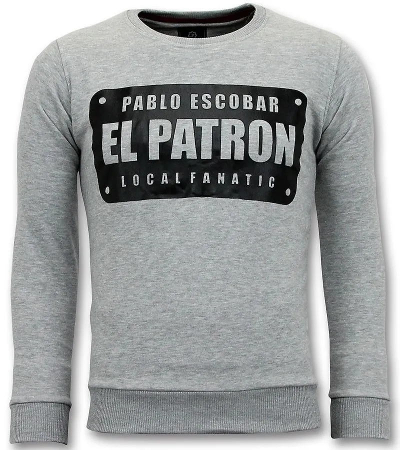 SUDADERA DE HOMBRE  PABLO ESCOBAR EL PATRON  GRIS