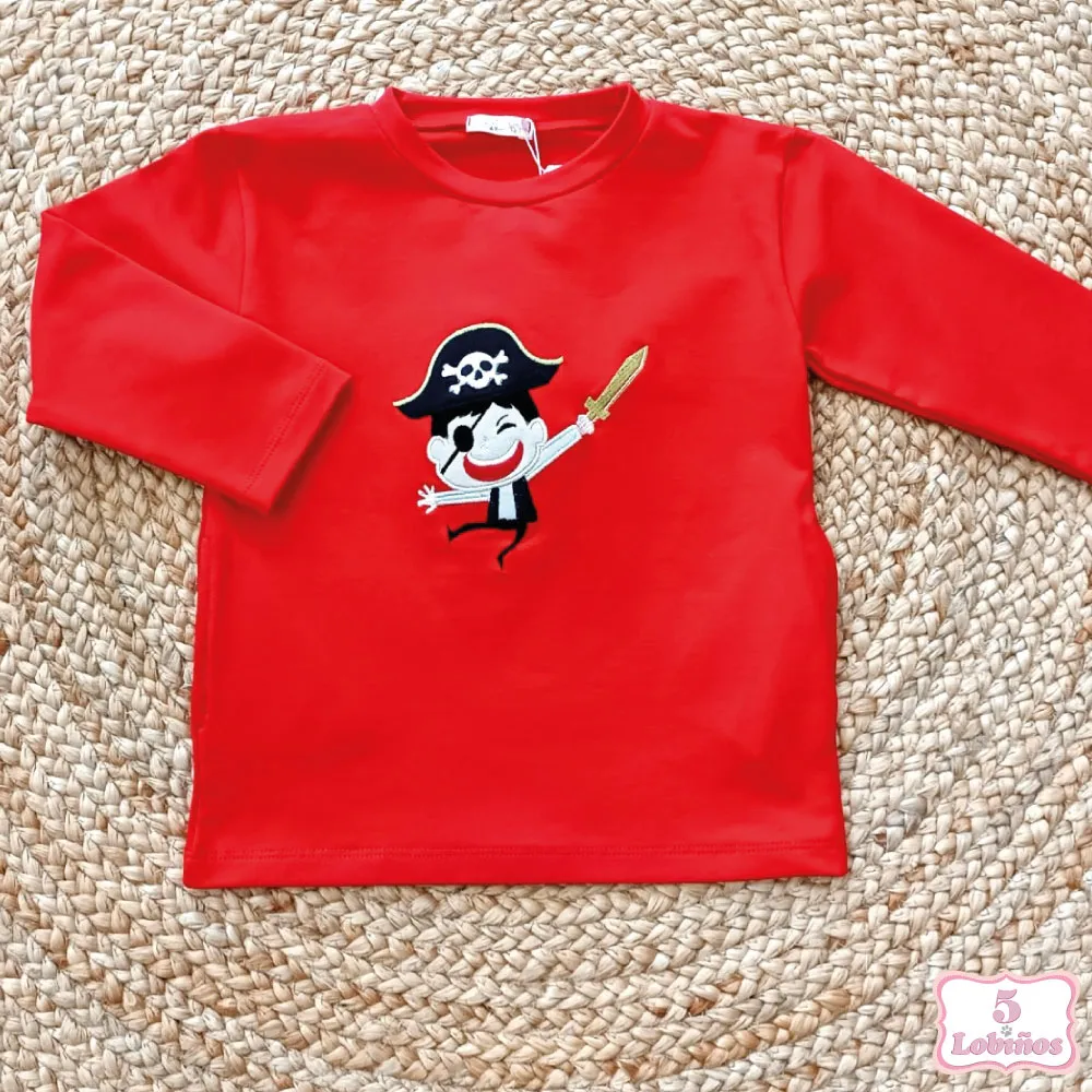 SUDADERA NIÑO PIRATA ROJA  Pequeños Piratas
