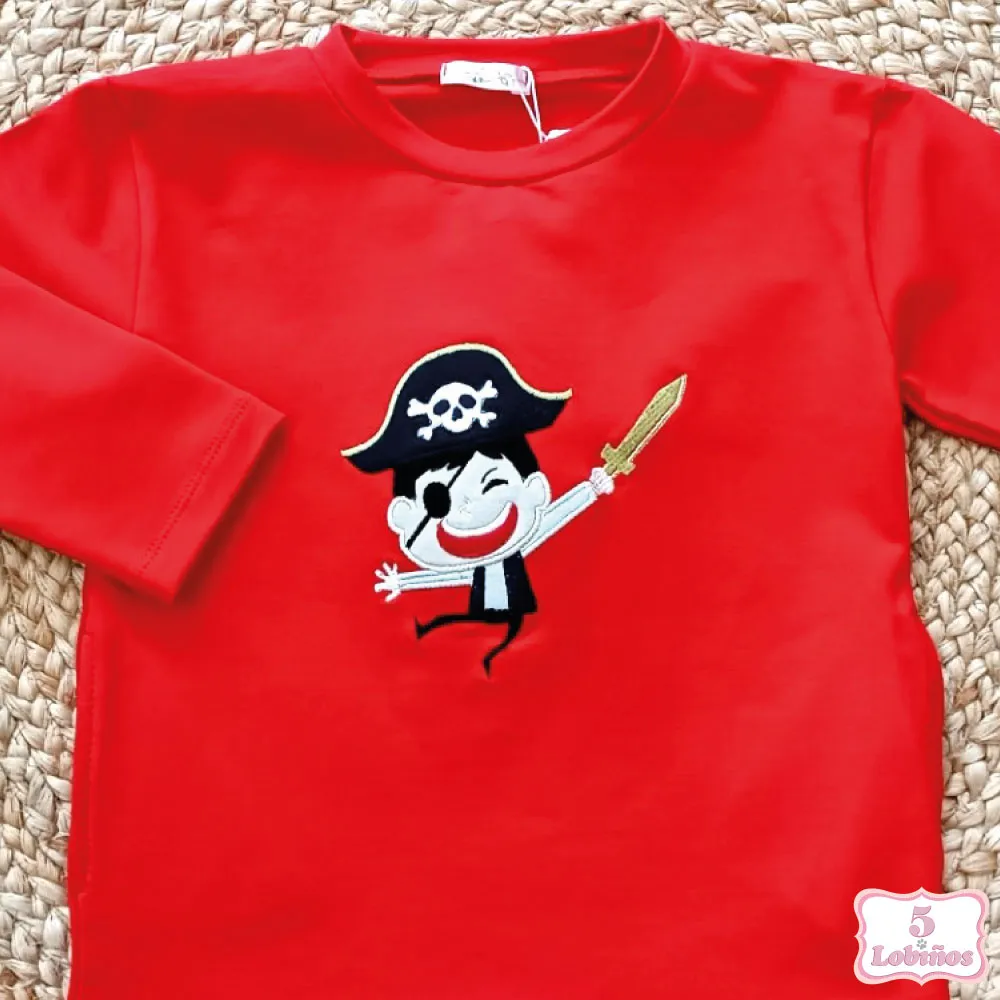 SUDADERA NIÑO PIRATA ROJA  Pequeños Piratas