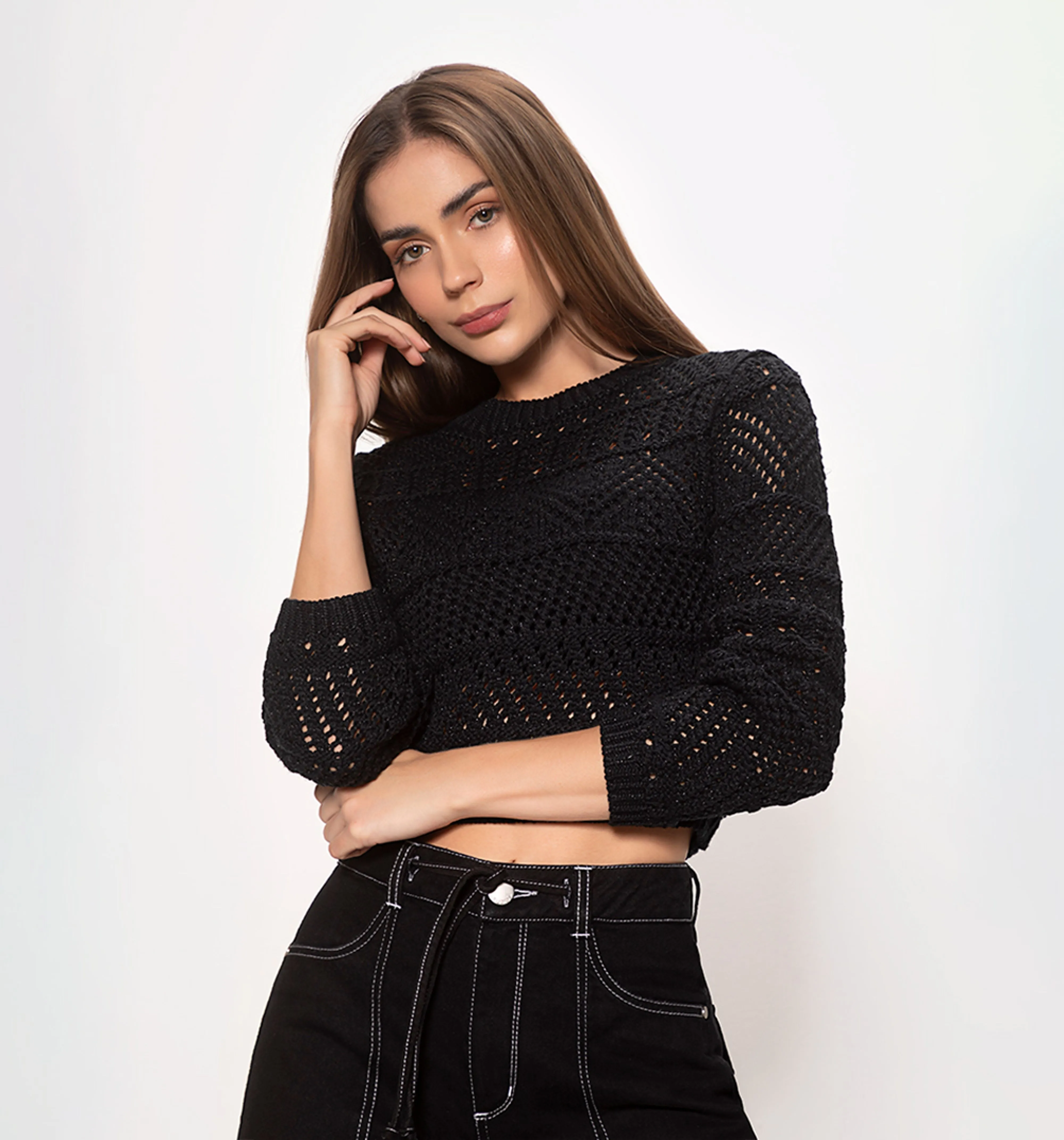 Sweater crochet con lurex
