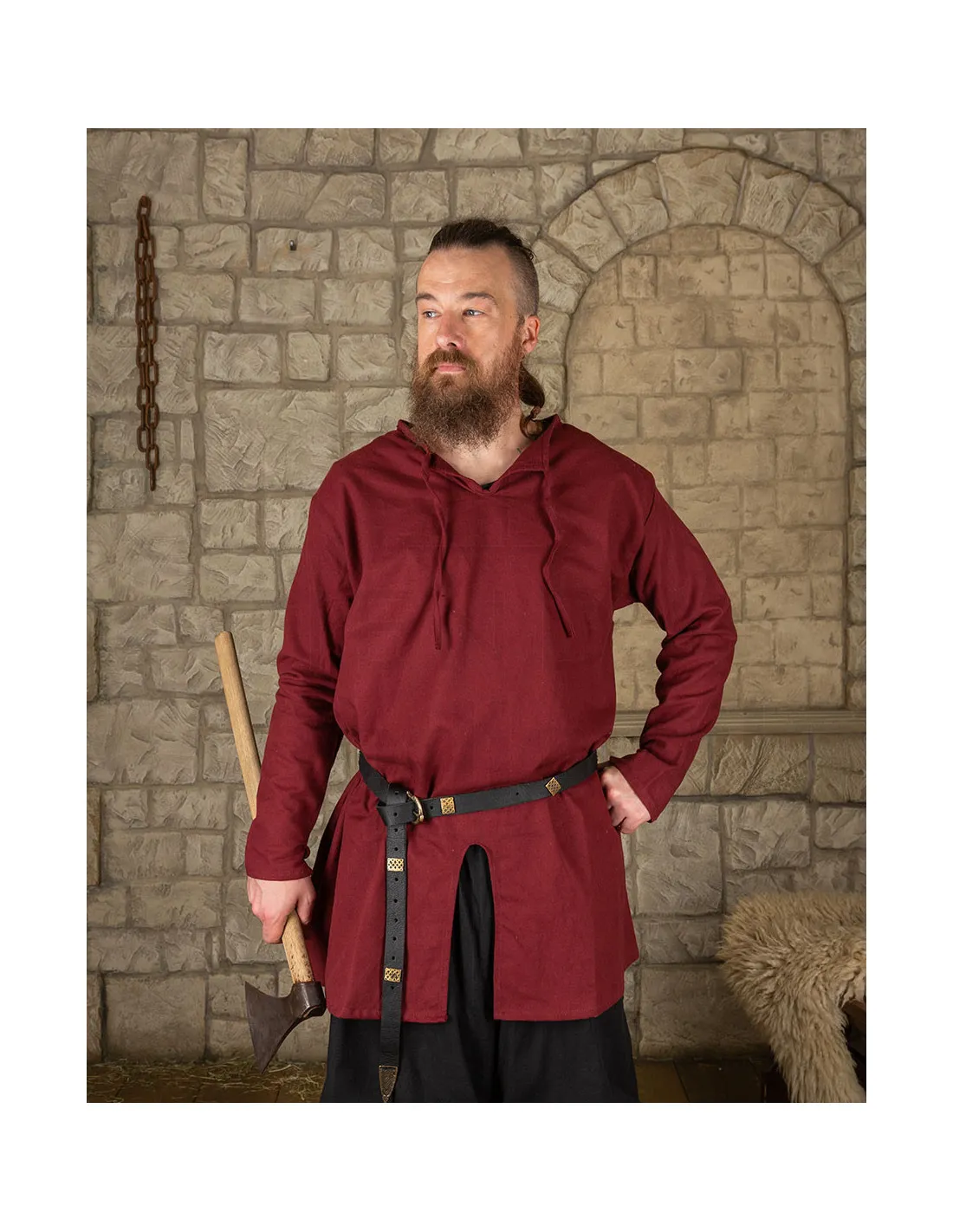 Túnica medieval algodón modelo Wolfram, burdeos